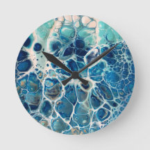Fluid acrylic swipe beach, ocean, surf, wall clock