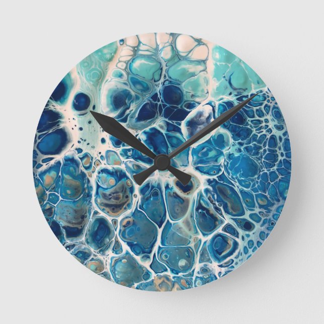 Fluid acrylic swipe beach, ocean, surf, wall clock (Front)