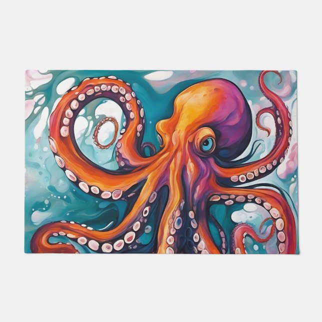 Fluid Art Abstract Octopus Doormat (Front)