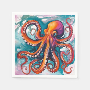 Fluid Art Abstract Octopus Napkin