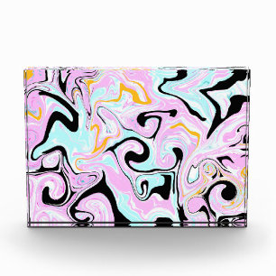 Fluid Art  Cotton Candy Pink, Teal, Black and Gold Photo Block