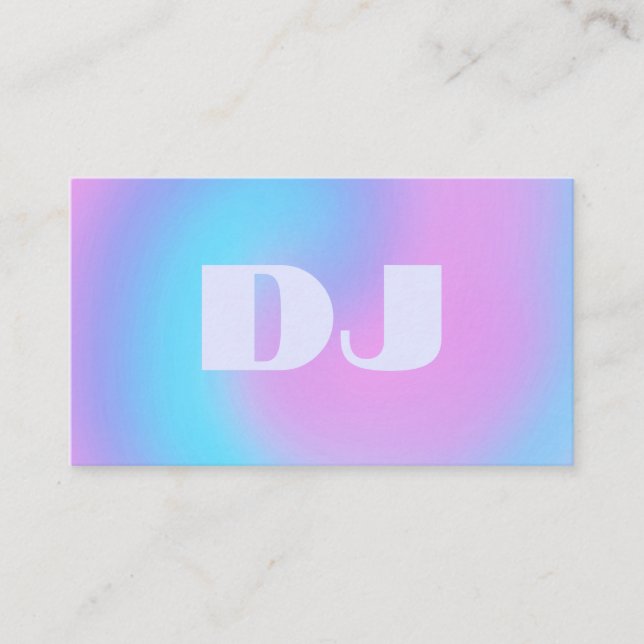 Fluid Art Pastel Lilac Light Blue Neon DJ Business Card (Front)