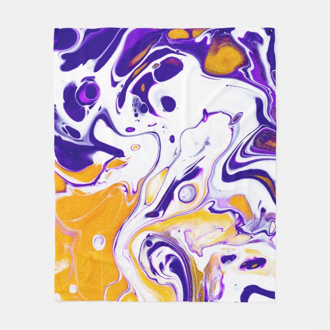 Fluid art texture: swirling paints. fleece blanket (Front)