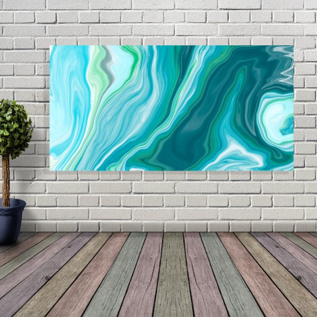 Fluid Blue and Turquoise Digital Art Canvas Print (Creator Uploaded)