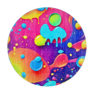Fluid Colour Chaos: Dynamic Digital Artwork Cutting Board