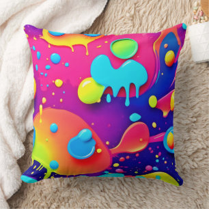 Fluid Colour Chaos: Dynamic Digital Artwork Throw Pillow