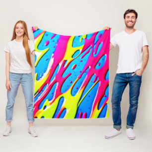 Fluid Colours: A Dripping Abstract Masterpiece Fleece Blanket