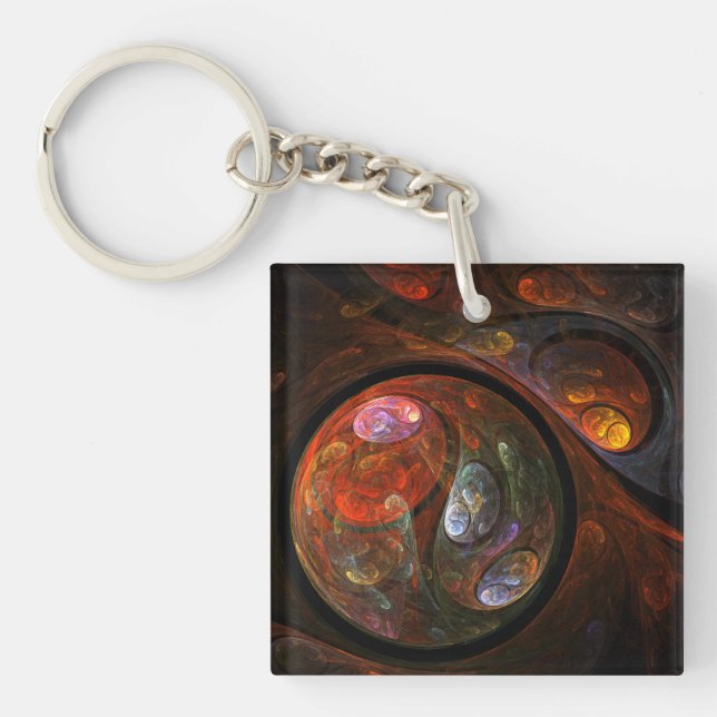 Fluid Connection Abstract Art Keychain (Front)