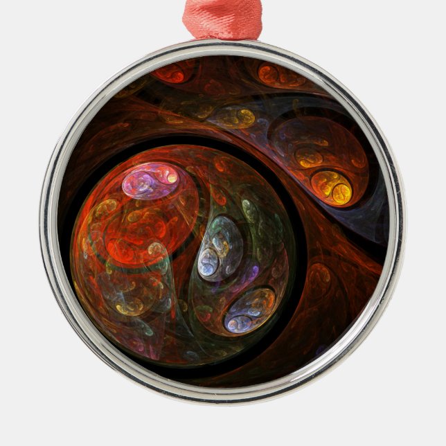 Fluid Connection Abstract Art Round Metal Ornament (Front)