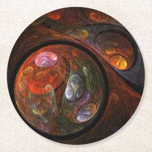 Fluid Connection Abstract Art Round Paper Coaster