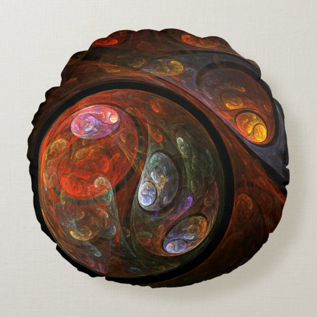 Fluid Connection Abstract Art Round Pillow (Front)