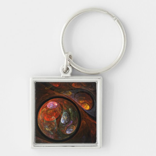 Fluid Connection Abstract Art Small Keychain (Front)