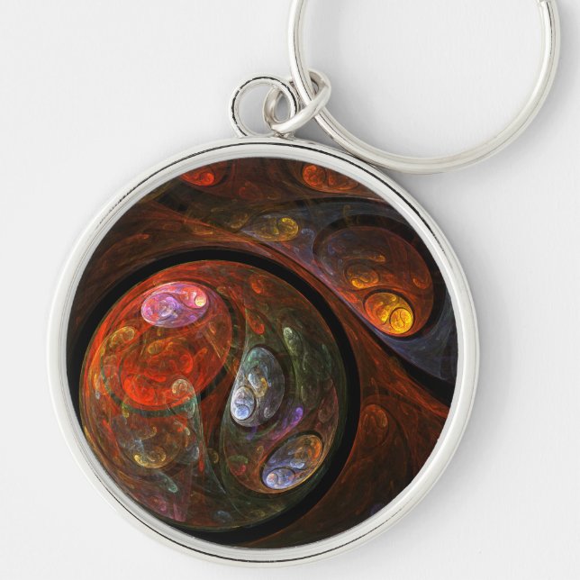 Fluid Connection Abstract Art Small Keychain (Front)