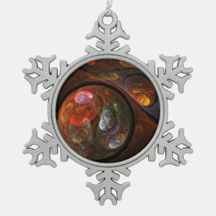 Fluid Connection Abstract Art Snowflake Pewter Christmas Ornament