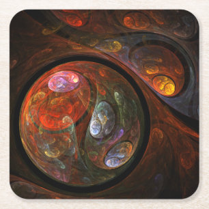 Fluid Connection Abstract Art Square Paper Coaster
