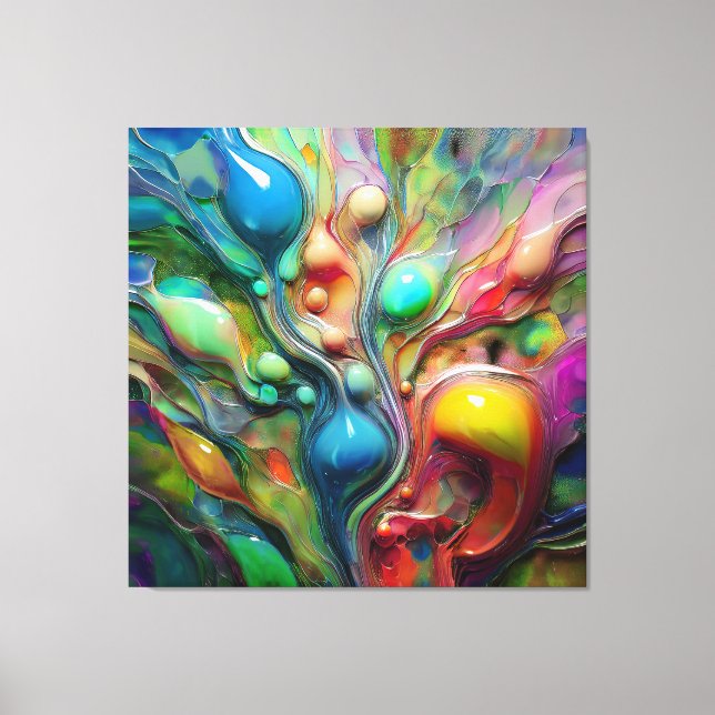  Fluid, Glossy, Bubbles Canvas Print (Front)