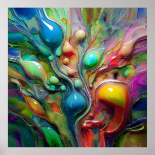  Fluid, Glossy, Bubbles Poster