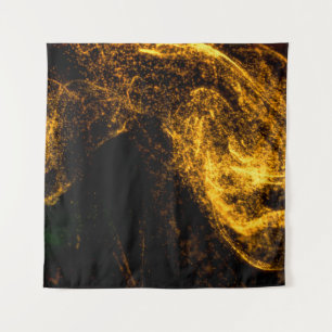Fluid gold colour particles flowing beautiful with tapestry