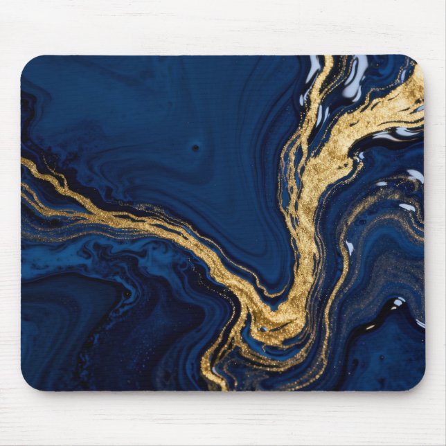Fluid Golden Marble Swirls Mouse Pad (Front)