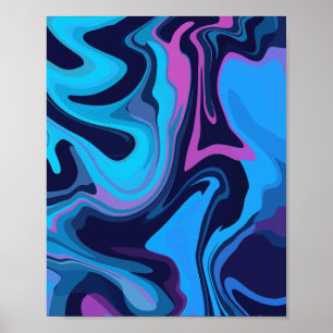 Fluid Gradient Waves in Blue and Purple Poster