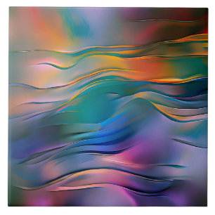 "Fluid Horizons" Contemporary Abstract Art Tile