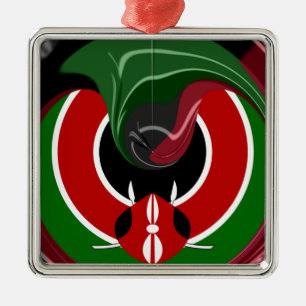 Fluid Kenya Flag Hakuna Matata Metal Ornament