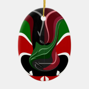 Fluid Kenya: National Flag Texture Abstract Art Ceramic Ornament