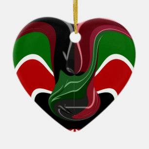 Fluid Kenya: National Flag Texture Abstract Art Ceramic Ornament