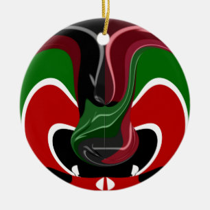 Fluid Kenya: National Flag Texture Abstract Art Ceramic Ornament