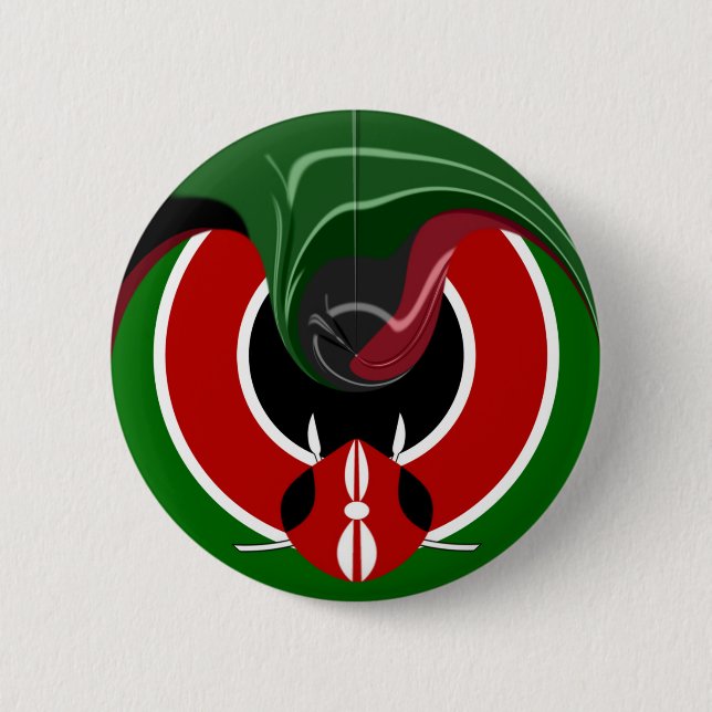 Fluid Kenyan Flag: A Modern Design 2 Inch Round Button (Front)
