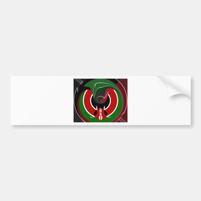 Fluid Kenyan Flag: A Modern Design Bumper Sticker (Front)