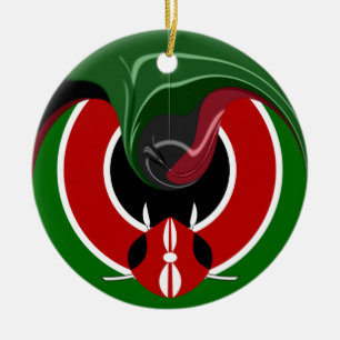 Fluid Kenyan Flag: A Modern Design Ceramic Ornament