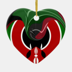 Fluid Kenyan Flag: A Modern Design Ceramic Ornament