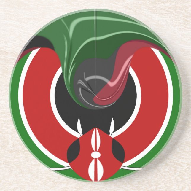 Fluid Kenyan Flag: A Modern Design Coaster (Front)