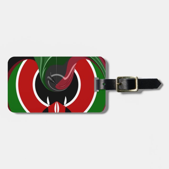 Fluid Kenyan Flag: A Modern Design Luggage Tag (Front Horizontal)