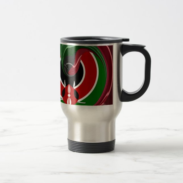 Fluid Kenyan Flag: A Modern Design Travel Mug (Right)