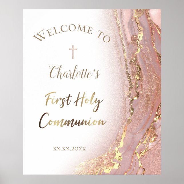 fluid marble | First Communion welcome sign (Front)