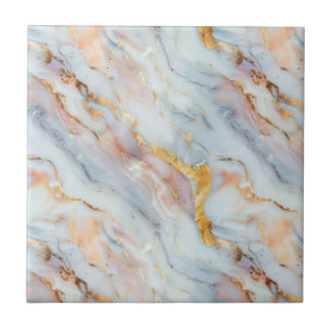 Fluid Marble Pattern with Peach, Gray and Gold Tile