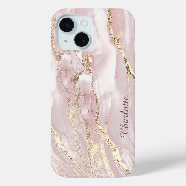 fluid marble pink faux gold foil Case-Mate iPhone case (Back)