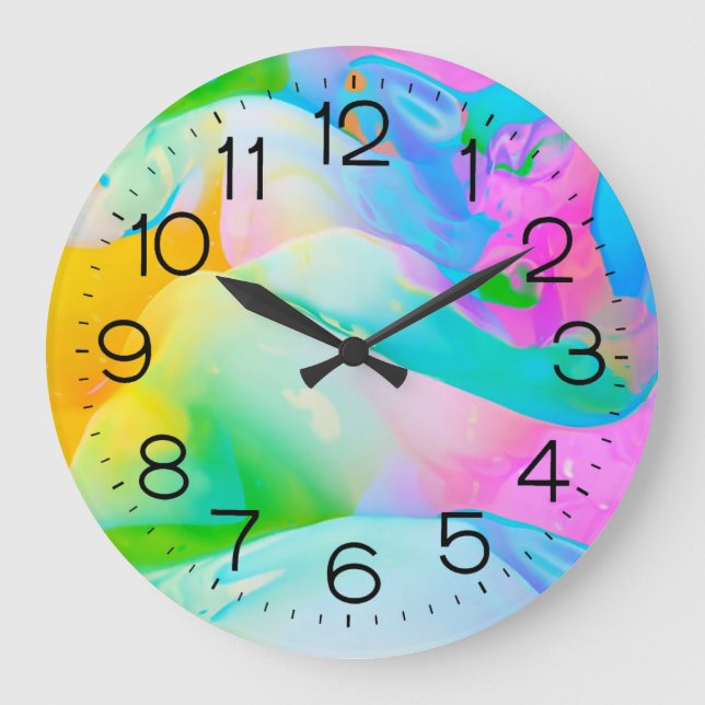 Fluid Neon Abstract Large Clock (Front)