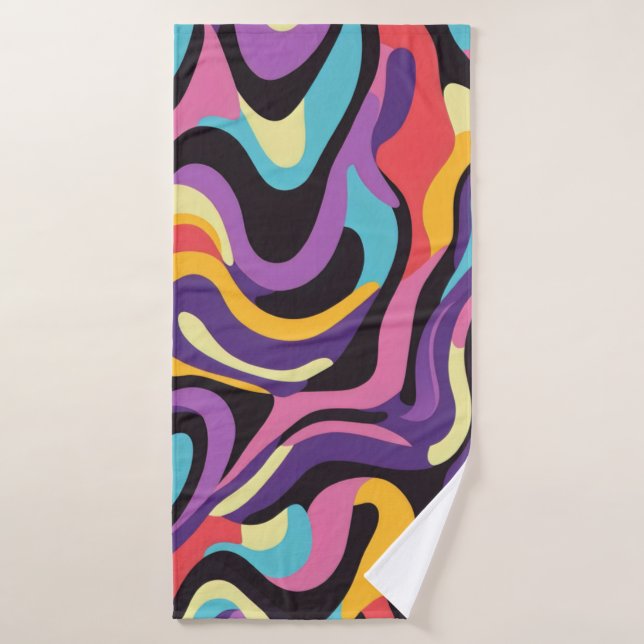 Fluid paint abstract flow colourful fun bath towel (Bath Towel)