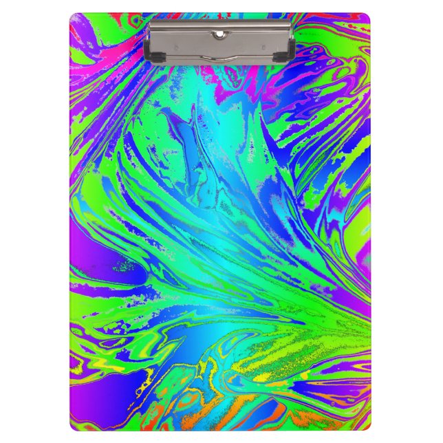 Fluid Rainbow Abstract Paint Splatters Clipboard (Front)