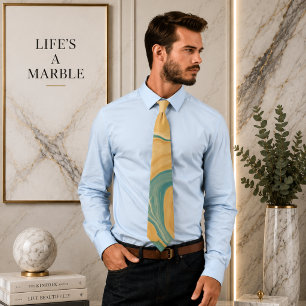 Fluid Swirl Marble Beige Neck Tie
