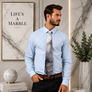 Fluid Swirl Marble Golden Black Neck Tie