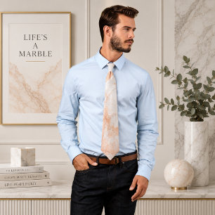 Fluid Swirl Marble Light Pink Neck Tie