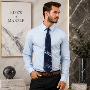 Fluid Swirl Marble Navy Blue Neck Tie