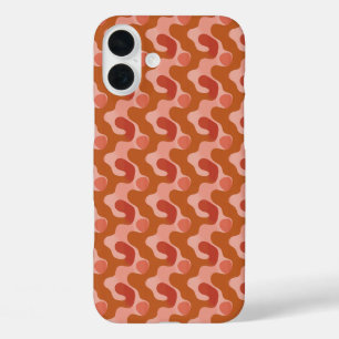 Fluid Waves in Orange & Pink iPhone 16 Plus Case