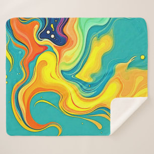 Fluidity of Joy: Abstract Waves Sherpa Blanket
