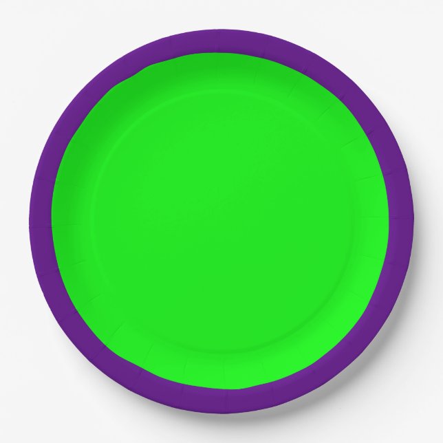 Fluo Green Accent Colour Ready to Customize Paper Plate (Front)