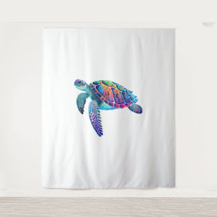 Fluo sea turtle tapestry